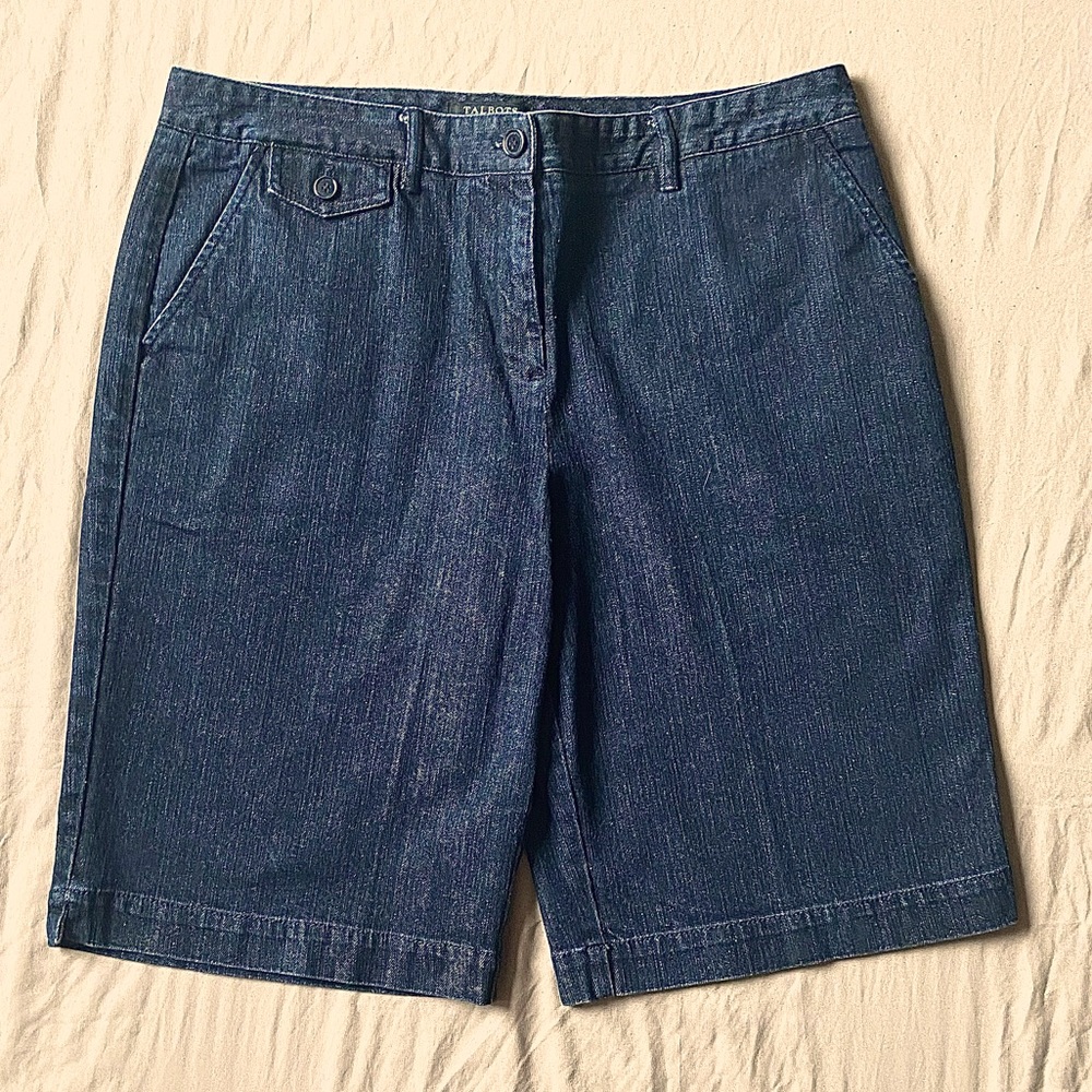 14P - Talbots Dark Wash Zip Fly Denim Shorts w/Front & Back Pockets